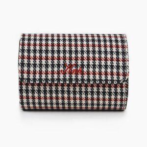 KRUK Red Pepita with Black Suede Interior Double Watch Travel/Storage Case